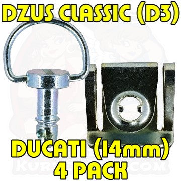 Dzus 14 mm D Ring Bolt Clip On Silver 4 Pack Ducati 749