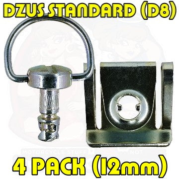 Dzus D8 12 mm D Ring Bolt Clip On Silver 4 Pack
