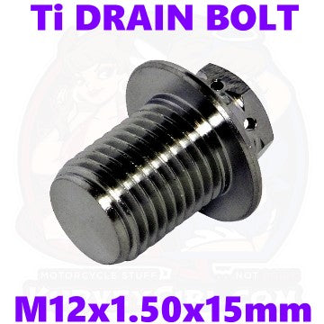 Titanium Drain Bolt M12 x 1.50 x 15 mm Double Drive KGO-1